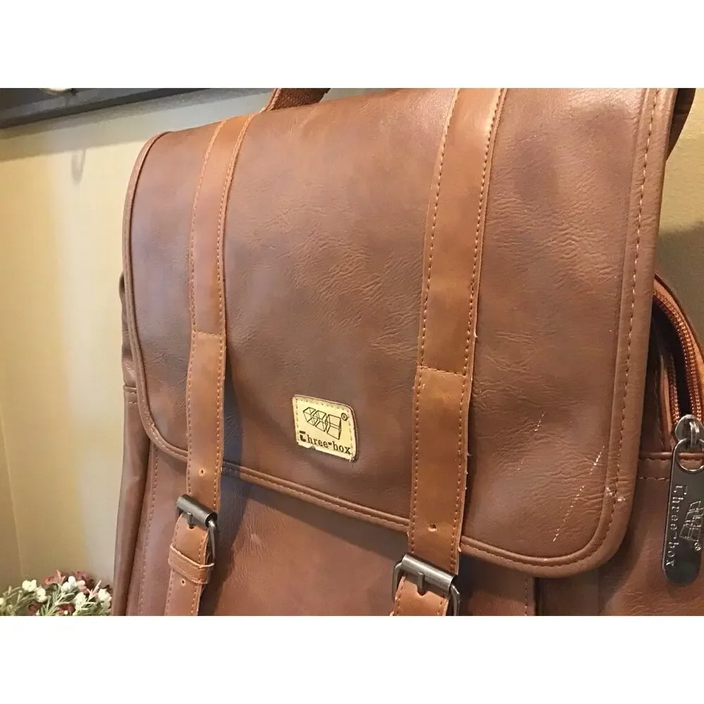 Vegan Leather Bag/Backpack With Adjustable Strap Laptop Compartment College